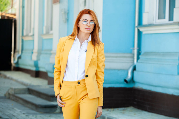 Confident business expert. Happy successful professional posing near office building. European girl. Russian business lady. Female business leader concept. Portrait Of Successful Business Woman - Foto, Bild