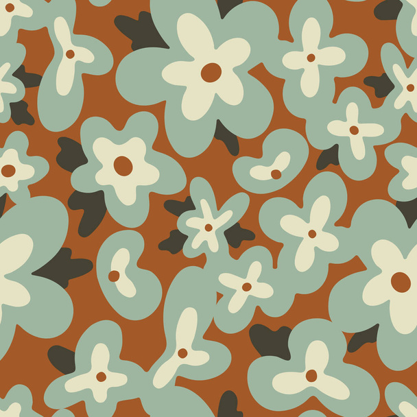 Trendy seamless floral pattern. Seamless design with hand drawn flowers in Scandinavian style. Cute vector pattern for fabric, wallpapers, prints, cards and posters. Vector spring background - Vektor, kép