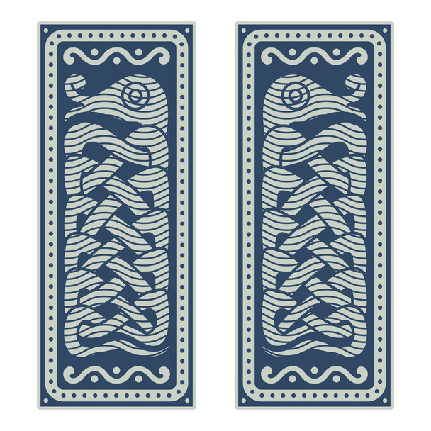 Mythological serpent Jormungand. Illustration in the Scandinavian Celtic style, - Vektör, Görsel