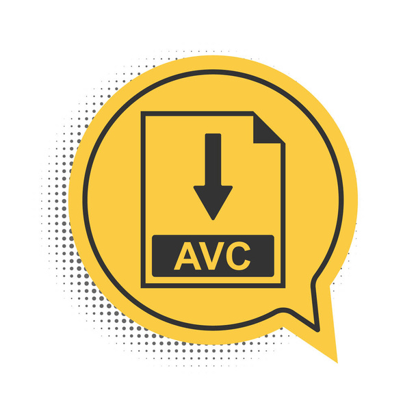 Zwart AVC-bestandsdocument pictogram. Download AVC knop pictogram geïsoleerd op witte achtergrond. Gele spraakbel symbool. Vector. - Vector, afbeelding