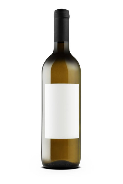 Bordeaux bottle with blank white label isolated on white with shadow - Foto, Bild