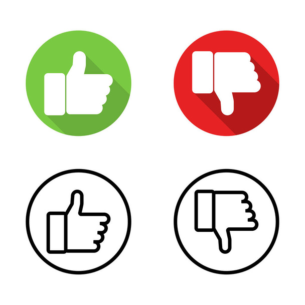 Like icons. Thumb up and down icon. Thumb up and thumb down vector icons. Like symbols. vector illustration - Vector, Image