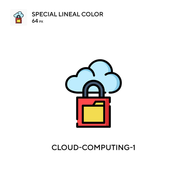 Cloud-computing-1 Icono de vector simple. Pictograma moderno de color perfecto en un trazo editable. - Vector, Imagen