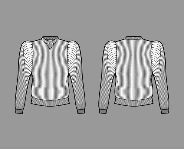 Sweatshirt aus Baumwolle-Jersey mit gerippten, geschwollenen langen Ärmeln, entspannter Passform - Vektor, Bild