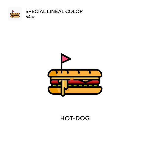 Hot-dog Icono de vector simple. Pictograma moderno de color perfecto en un trazo editable. - Vector, imagen
