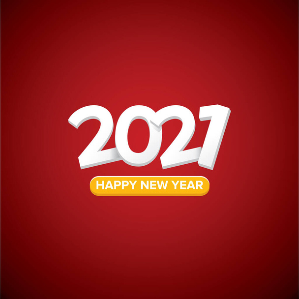 2021 Happy new year creative design background or greeting card with text. vectorr 2021 new year numbers isolated on red on blue background - Вектор,изображение