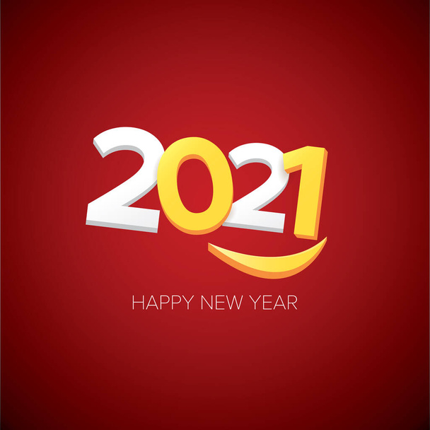 2021 Happy new year creative design background or greeting card with text. vectorr 2021 new year numbers isolated on red on blue background - Vetor, Imagem