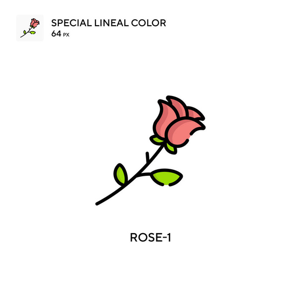 Rose-1単純なベクトルアイコン。編集可能なストローク上の完璧な色現代ピクトグラム. - ベクター画像