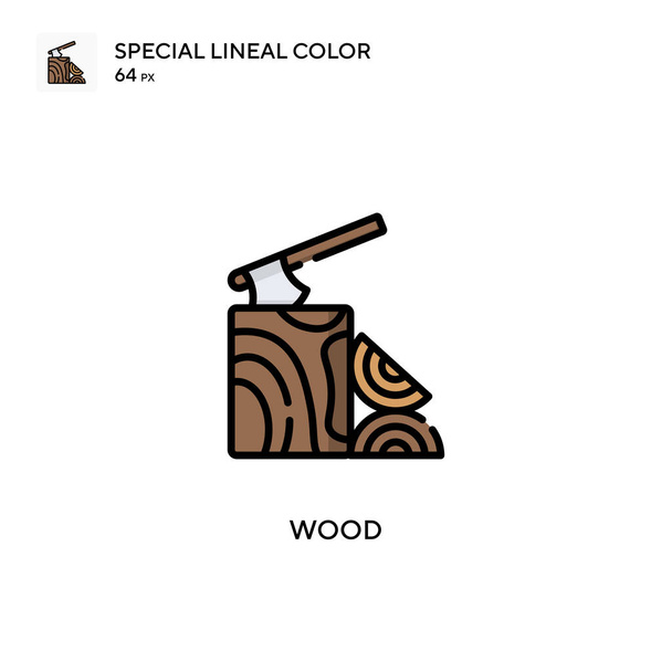 Wood Simple vector icon. Perfect color modern pictogram on editable stroke. - Vector, Image