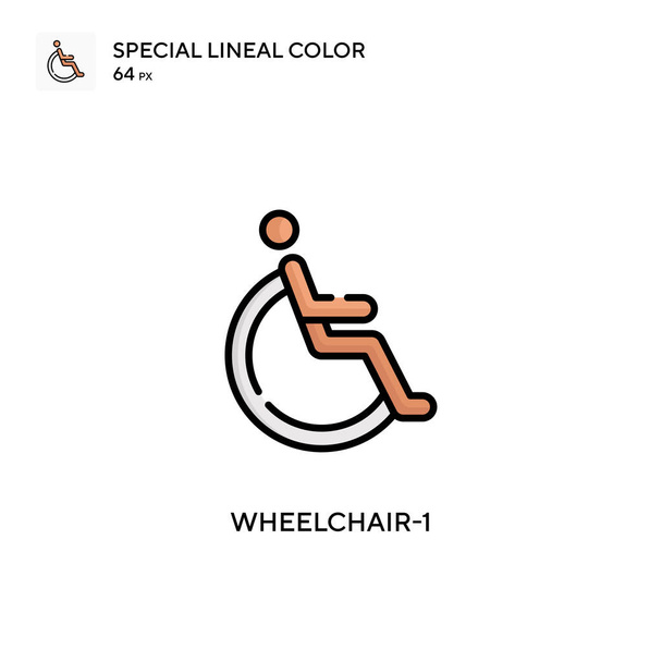 Rollstuhl-1 Einfaches Vektorsymbol. Perfekte Farbe modernes Piktogramm auf editierbarem Strich. - Vektor, Bild