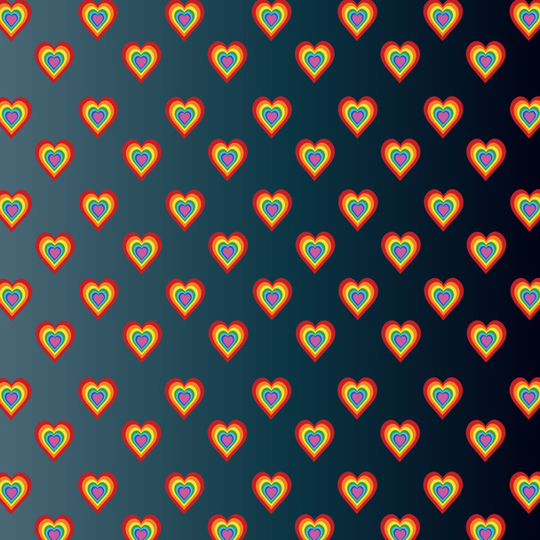 Colored hearts in dark gray gradient background - Photo, Image