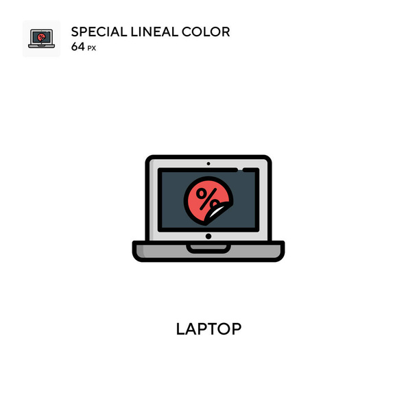 Laptop Icono de vector simple. Pictograma moderno de color perfecto en un trazo editable. - Vector, imagen