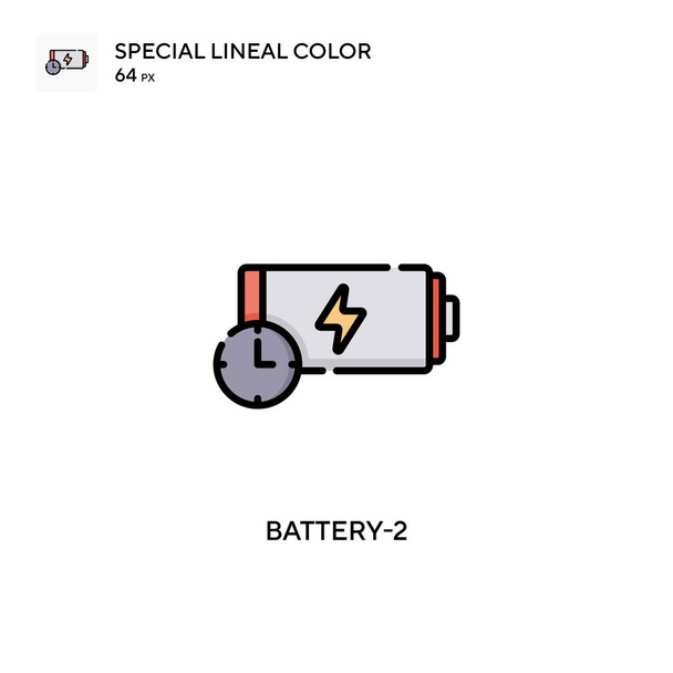 Battery-2シンプルなベクトルアイコン。編集可能なストローク上の完璧な色現代ピクトグラム. - ベクター画像
