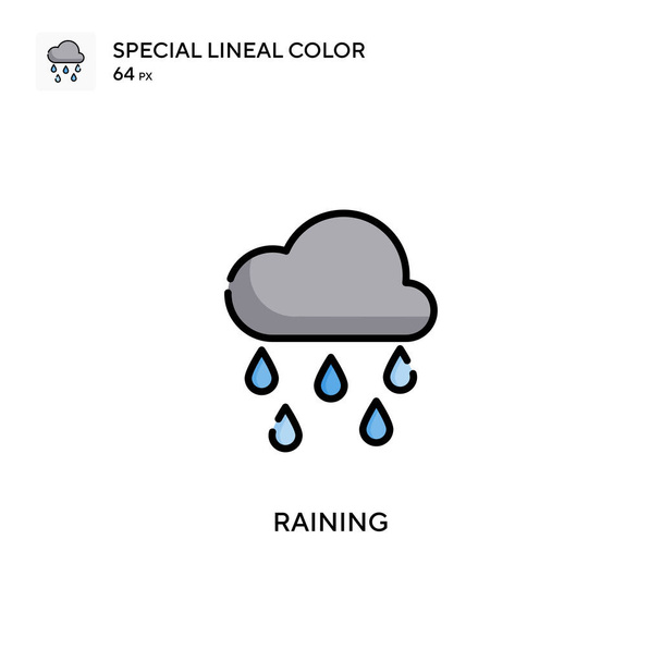 雨シンプルなベクトルアイコン。編集可能なストローク上の完璧な色現代ピクトグラム. - ベクター画像
