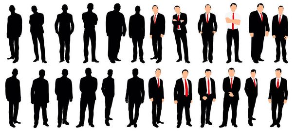 Vector, isolated silhouette of men, business collection, set, - Vector, Image