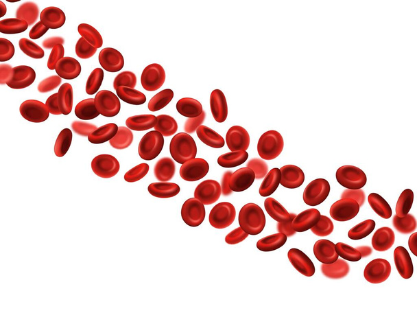 Czerwone krwinki, medyczne erytrocyty hemoglobiny, wektorowy przepływ krwi w tętnicy medycznej. Czerwone krwinki 3D żyły dla medycyny i biologii człowieka, opieki zdrowotnej, mikrobiologii i transfuzji krwi - Wektor, obraz