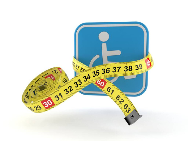 Símbolo de Handicap com centímetro isolado no fundo branco. ilustração 3d - Foto, Imagem