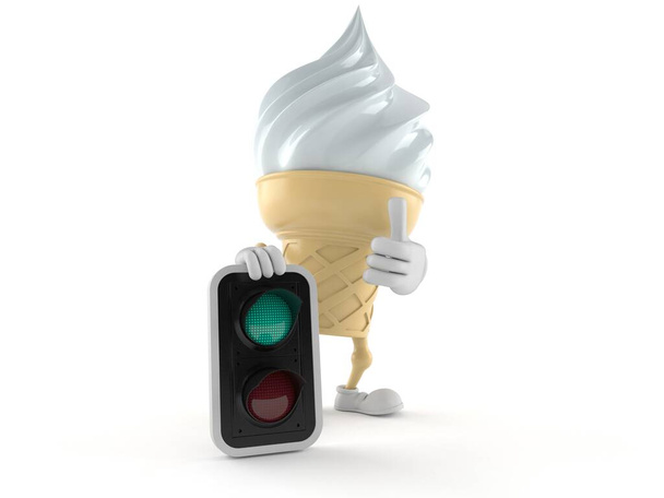 Мороженое характер с зеленым светом изолированы на белом фоне. 3d иллюстрация - Фото, изображение