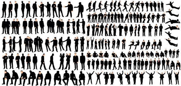 Vector, isolated, men business silhouettes, go and stand, collection - Vector, Image