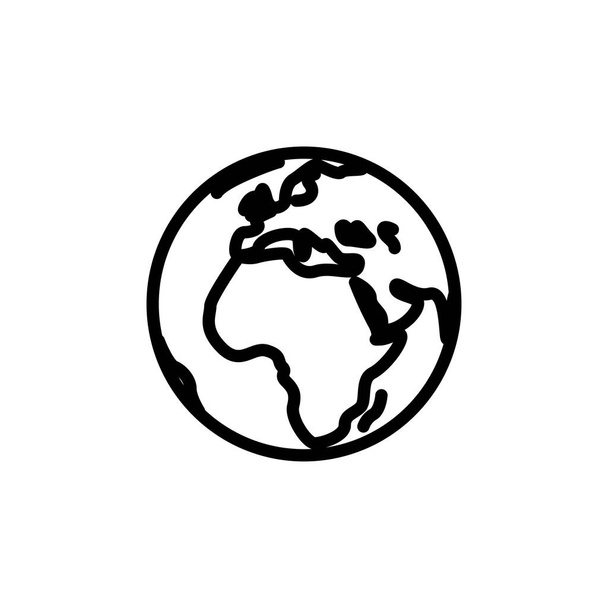 Globus Karte Vektor lineare Erde Welt Planet umreißen rundes Symbol - Vektor, Bild