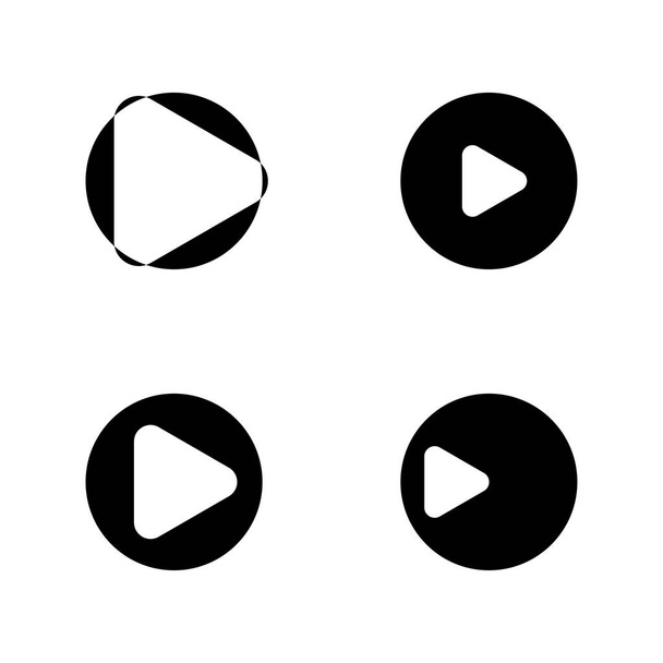 Набор значков кнопки воспроизведения, векторная коллекция медиамузыки или видеострелки в круге изолированной иллюстрации - Вектор,изображение