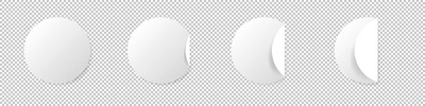 Sticker blanc adhésif maquette, rond courbe en papier collant boucle réaliste vecteur de pliage illustration isolée - Vecteur, image