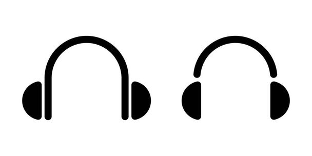 イヤフォンベクトルワイヤレスデバイスリニアスタイルのアイコン、白い背景に隔離されたヘッドフォンフラットシンボル - ベクター画像