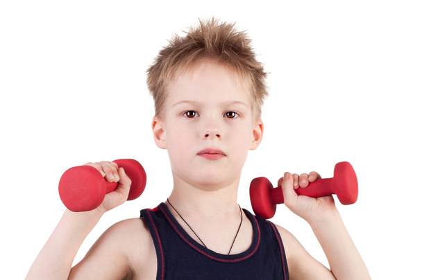 Boy with dumbbells - Foto, immagini