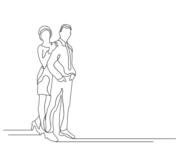 vector, guy and girl love sketch, outlines, lines - Vektor, obrázek