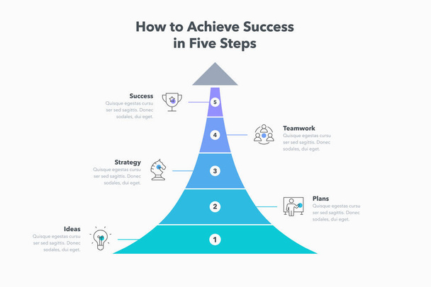 Простая инфографика о том, как достичь успеха в пять шагов с местом для вашего содержания. Простота в использовании для вашего сайта или презентации. - Вектор,изображение