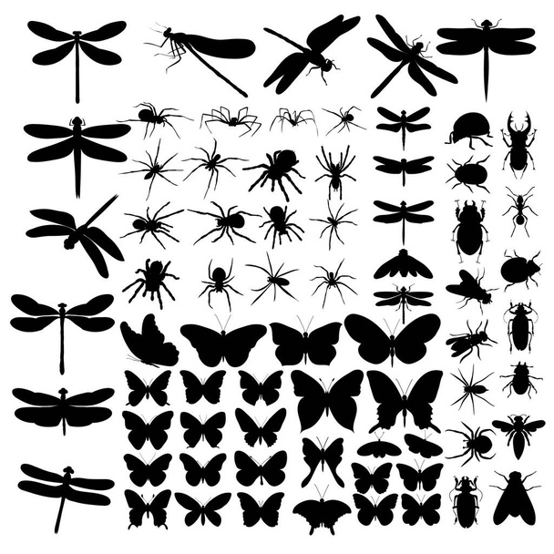 シルエット昆虫セットベクトル - ベクター画像