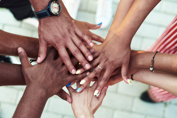 Black people with hands joined. Group of people stacking hands together. - Photo, Image