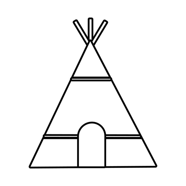 icône de style de ligne de cabane amérindienne - Vecteur, image