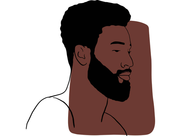 Afrikalı siyahi bir adamın el çizimi portresi. Farklı insanlardan ve ten renginden oluşan soyut bir kolej. Çeşitlilik kavramı - Vektör, Görsel