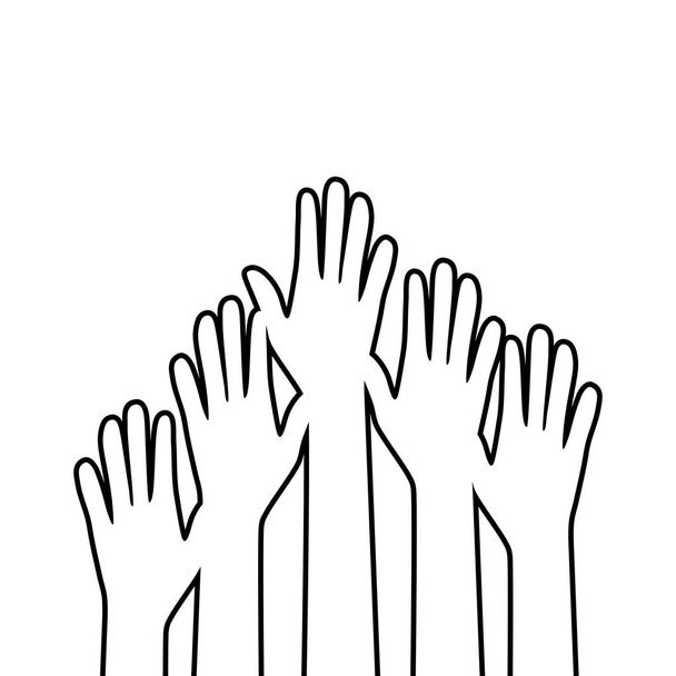 多くの人が手を挙げようとする。ボランティアのコンセプト。ベクターイラスト - ベクター画像