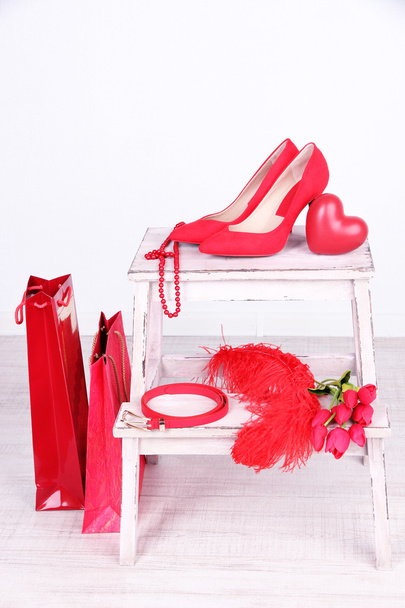 Beautiful red female accessories - Fotoğraf, Görsel