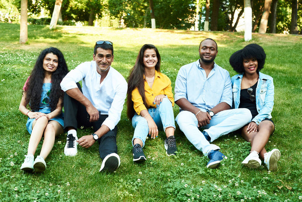 The racial association in the park. Five black people together. - Photo, Image