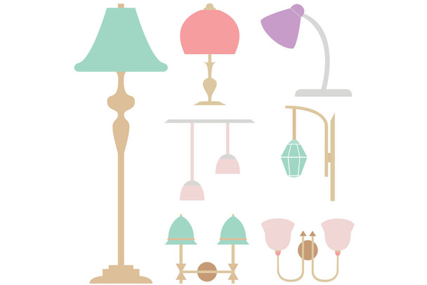 Pretty pastel fully customizable lamps vectors - Vector, Image