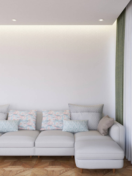 Interior Living Room Wall Mockup. 3D rendering. - Photo, Image