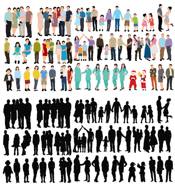 people collection, isometric people, isolated, flat style - Vector, Image