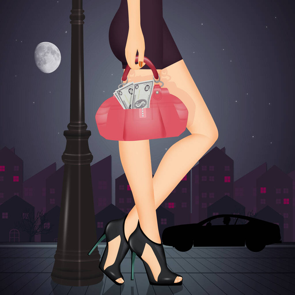 illustration of prostitute on the street - Foto, imagen