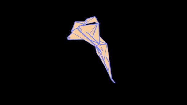 Egy origami stílusú absztrakt animáció forgatással és mélyűri progresszióval, világos narancssárga térszínnel és kék kerettel. - Felvétel, videó