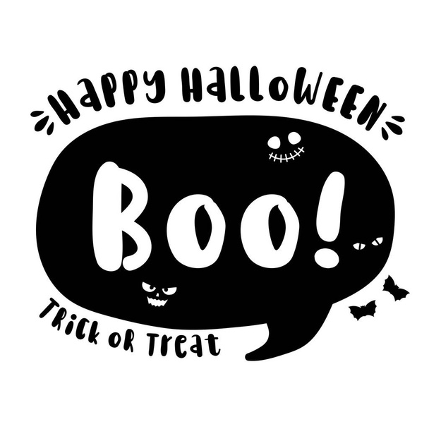 Boo - Halloween hand drawn lettering quoteon t shirt design, greeting card or poster design Background Vector Illustration - Vector, Imagen