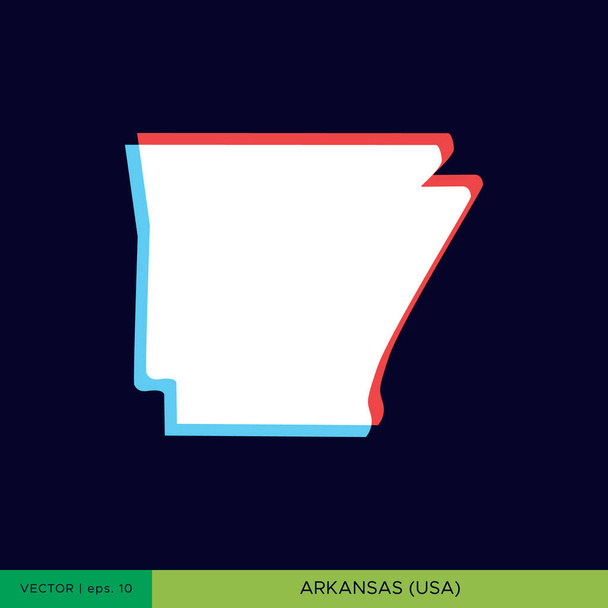 Mapa de color moderno de Arkansas en el diseño de vectores de fondo azul - Vector, imagen