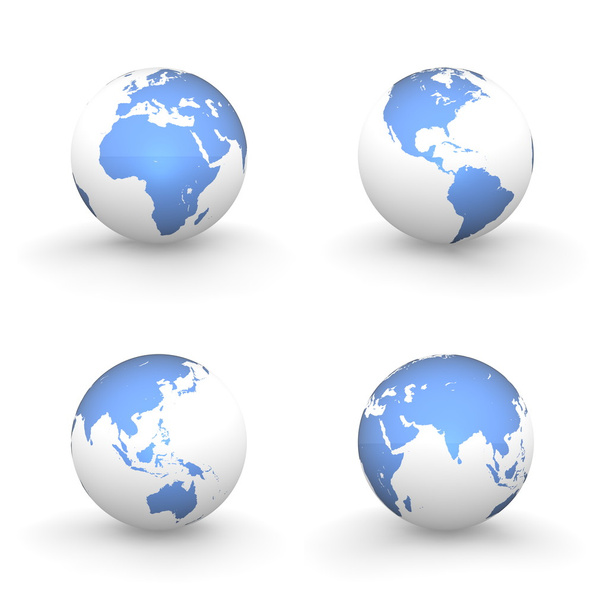 3D Globes in White and Shiny Blue - Fotoğraf, Görsel