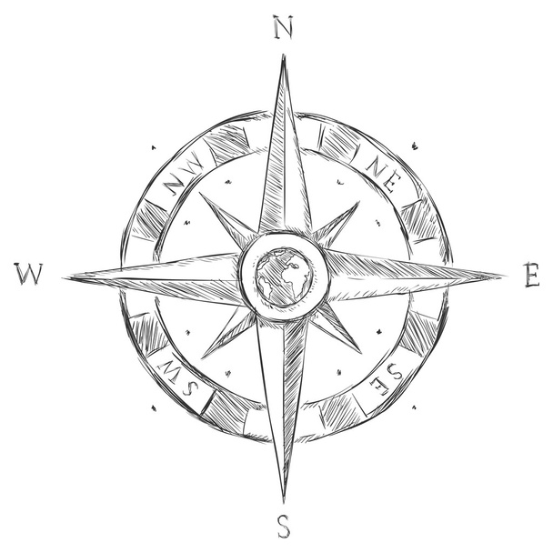 вектор ескіз Роза Вітрів - Вектор, зображення