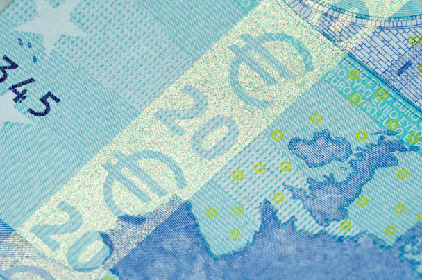 Sicherheitsmerkmale auf einem 20-Euro-Schein - Foto, Bild