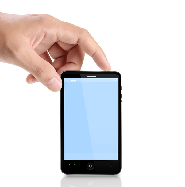 Сучасний мобільний телефон у руці
 - Фото, зображення