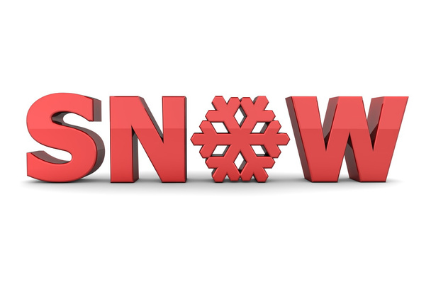 λέξη χιόνι με νιφάδα χιονιού - κόκκινο - Φωτογραφία, εικόνα