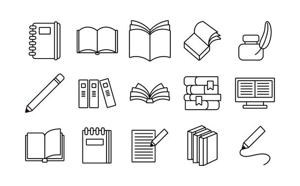 связка из пятнадцати книг литературных наборов икон - Вектор,изображение